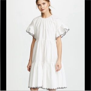 Ulla Johnson Dress Size 8 Rosemarie White Embroidered